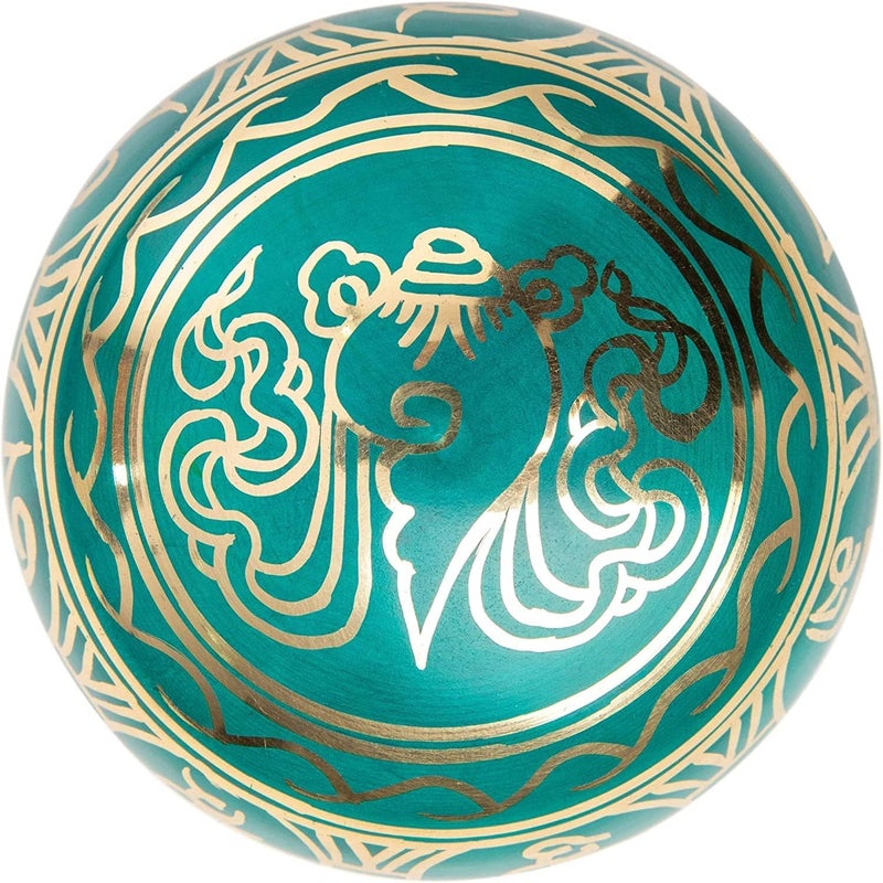 HIMALAYAN BAZAAR Tibetan Singing Bowl Set - Authentic Handcrafted Mindfulness Meditation Holistic Sound 7 Chakra Healing by (Turquoise) - Image 4